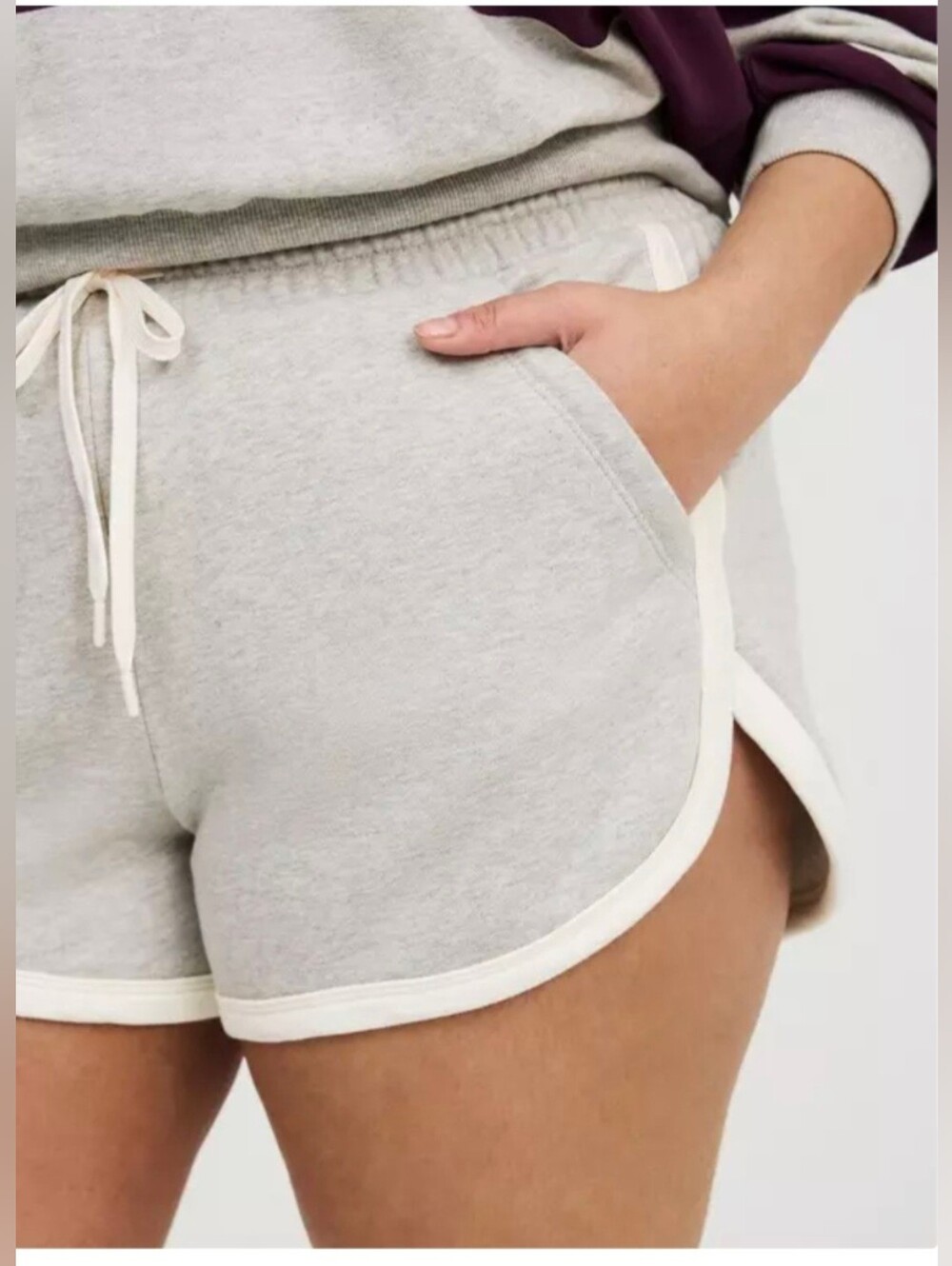 Torrid Size 2x Casual Women's Grey Terry Drawstring Shorts with Contrast Trim